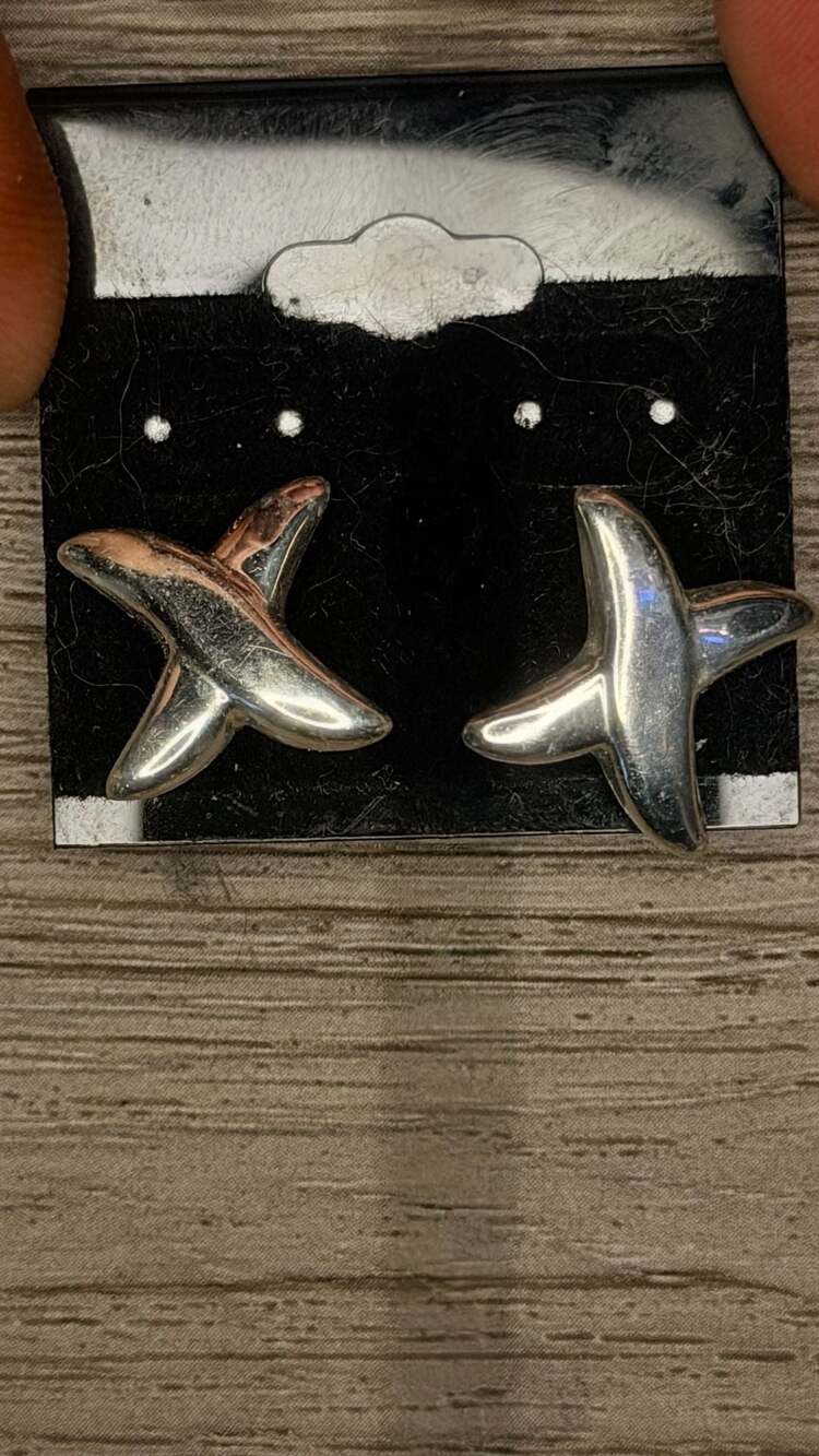 925 Sterling Silver Vintage Crossover Stud Earrings - ,